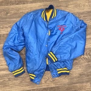Bright blue vintage bomber